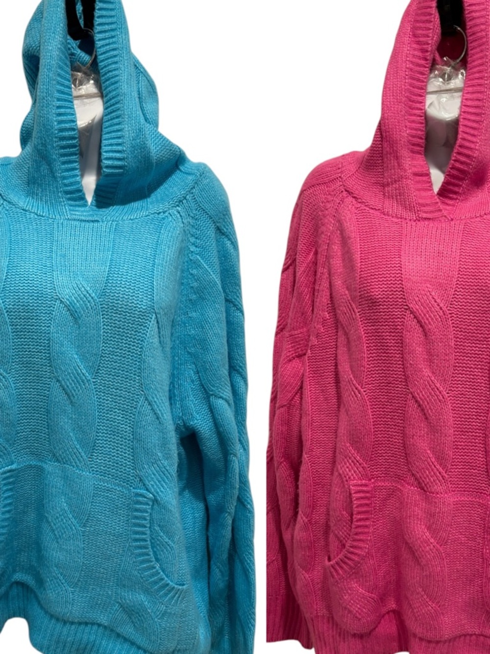 ST JOHNS BAY Sweater Hoodie Cable Knit Pink and Blue XXL